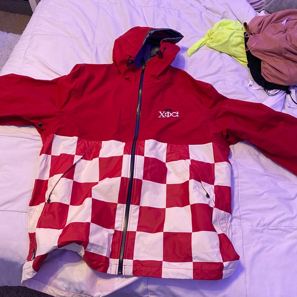 vintage red and white 10 deep windbreaker